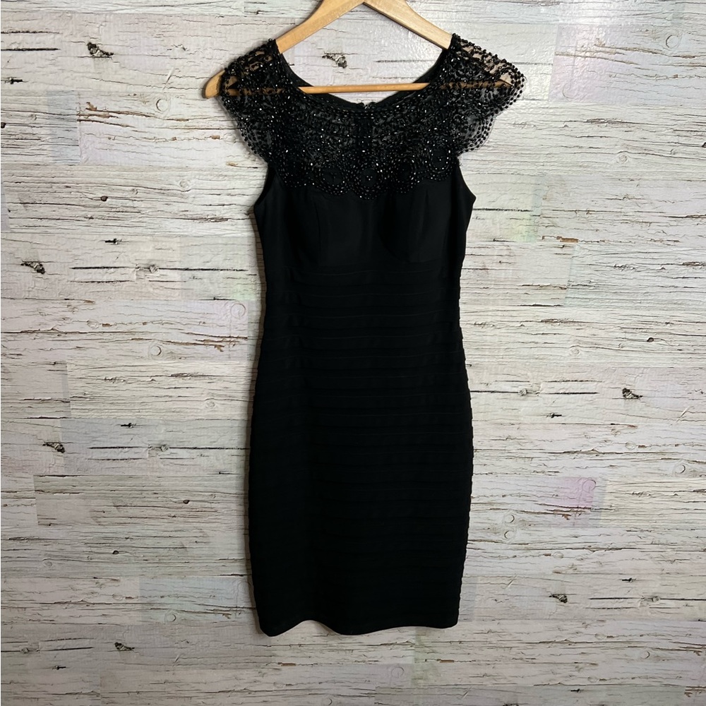 Xscape black midi dress size 2 with beads - Picture 1 of 9